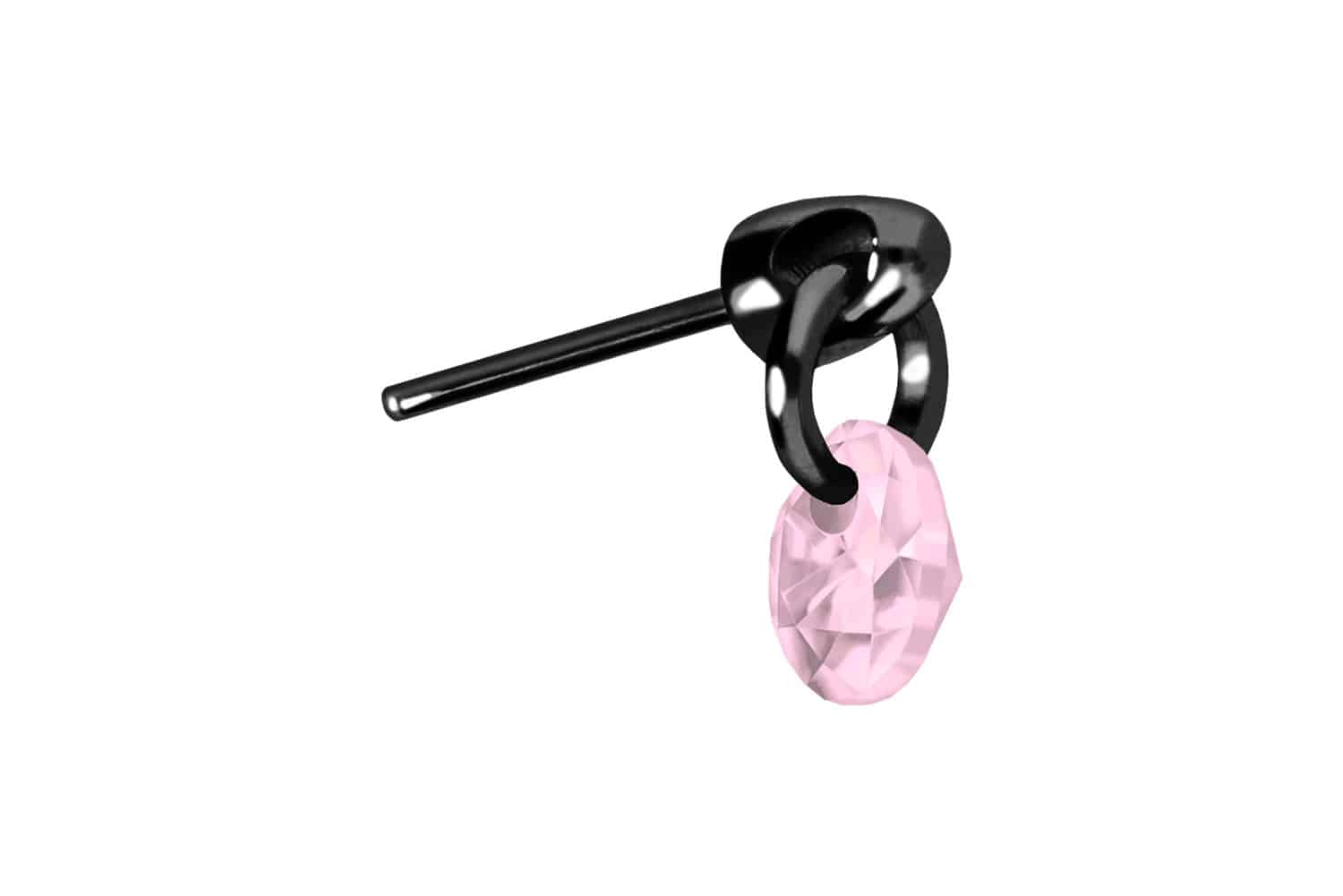 Titan Aufsatz mit Push Pin RUNDER KRISTALL von Piercingline